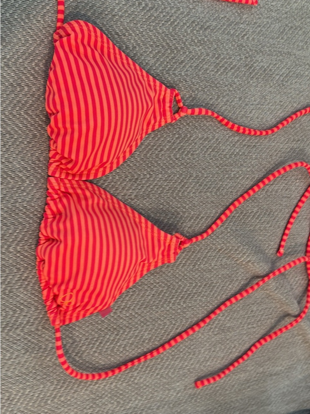 Red orange Striped swim Top